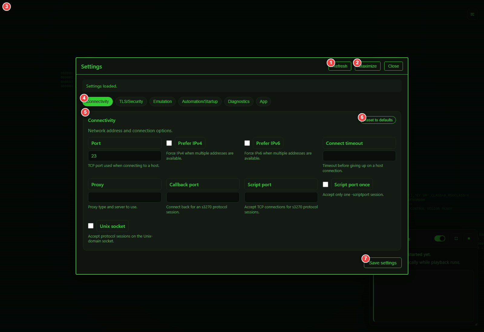 Settings modal screenshot